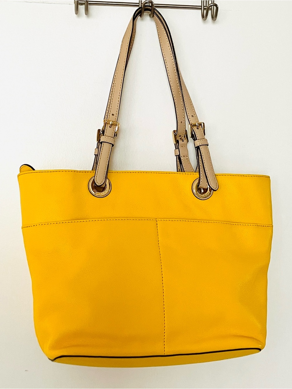 Michael Kors Bedford Sunflower Yellow Top Zip Pocket Handbag Tote Purse NEW - Picture 5 of 6